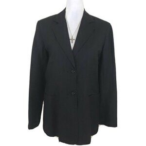 ADOLFO STUDIO ~Woman Size 8~ Black Blazer Long Sleeve Linen Blend Jacket.